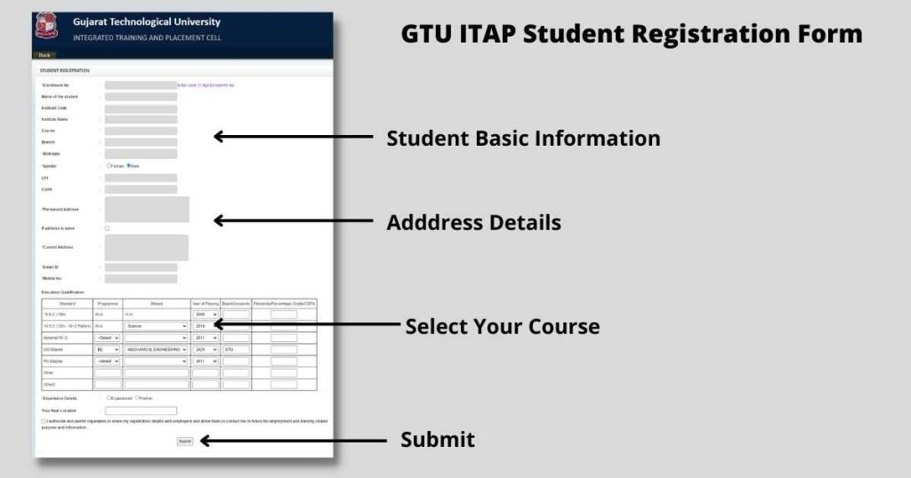 gtu itap student ragistration form