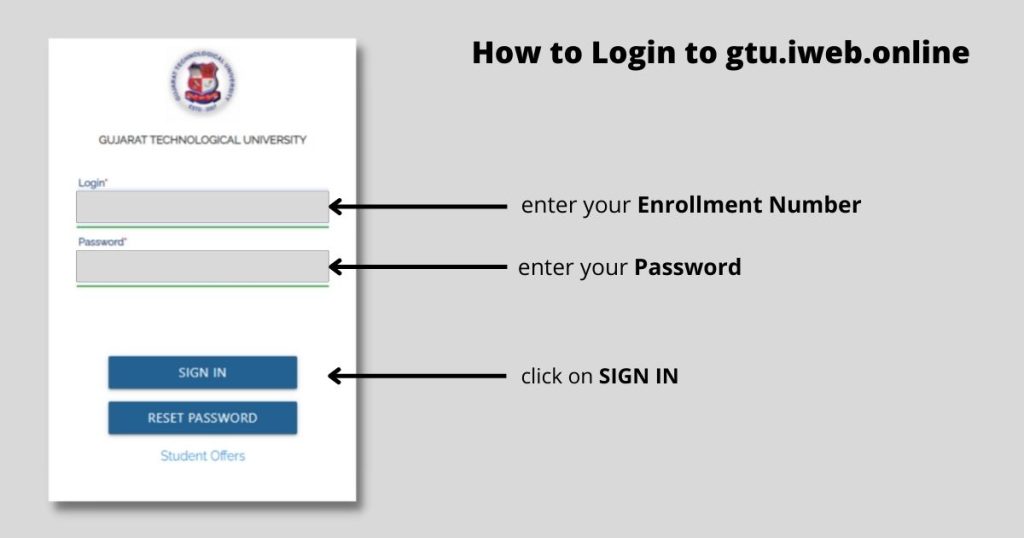 How to login to gtu.iweb.online for paying gtu exam fees